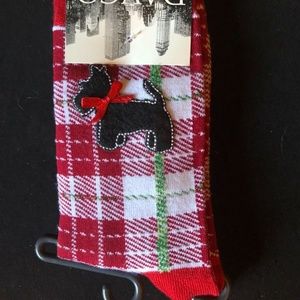 Women's Socks Davco Red Black Scottish Yorkie Dog